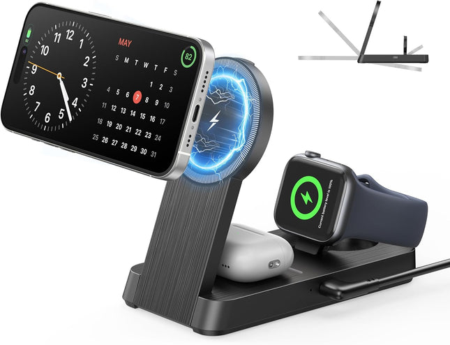 3-in-1 Magnetic Wireless Charger – Foldable iPhone, Apple Watch & AirPods