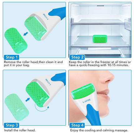 Ice Roller for Face & Eyes, Facial Massage Tool for Puffiness, Migraine & Pain Relief, Green