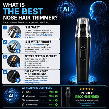 IPX7 Waterproof Nose & Ear Hair Trimmer, Dual-Edge Blades, Electric Facial Grooming Kit