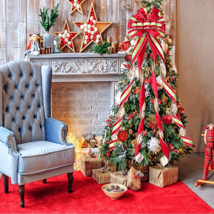 Extra Large Christmas Tree Topper Bow 52"x13" for Holiday & Wedding Decor