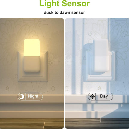 Plug-In LED Night Lights 6 Pack, Warm White, Dusk to Dawn Sensor for Bedroom
