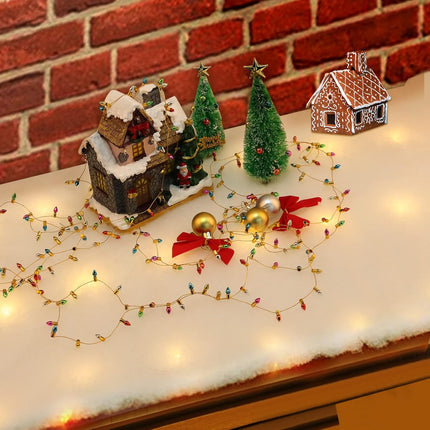 Christmas LED Snow Blanket, 70x17.7” Light-Up Roll for Winter Holiday Displays