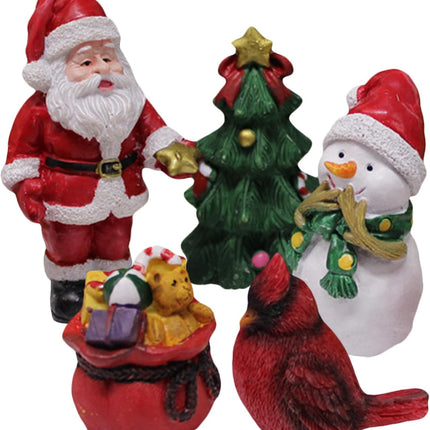 Christmas Miniature Figurines, Small Resin Santa Claus Ornaments for Holiday Decor