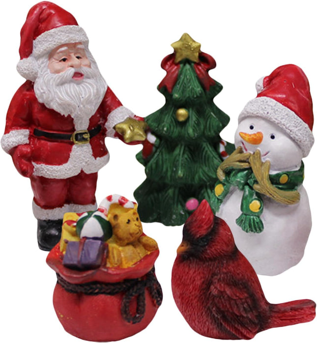 Christmas Miniature Figurines, Small Resin Santa Claus Ornaments for Holiday Decor