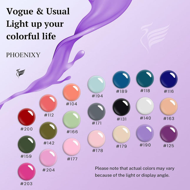 24PCS Gel Nail Polish Set, 21 Colors with Base & Matte Glossy Top Coats, UV LED Cure