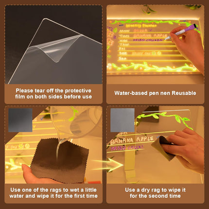 LED Drawing Board 12"x8" with Stand – 8 Colorful Lights for Enhanced Creativity