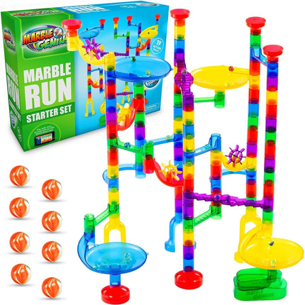 Kids Marble Run Building Set 130 Translucent Tracks STEM Maze Toy Ages 4-8