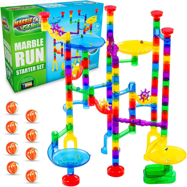 Kids Marble Run Building Set 130 Translucent Tracks STEM Maze Toy Ages 4-8