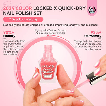 6-Pc Ombre Nail Polish Set, Pink Blue Gold Purple Pearl Quick-Dry Nail Lacquer