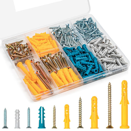 270-Piece Drywall Anchors & Screws Kit, 5 Sizes for Wall Hanging