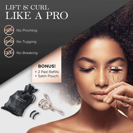 Eyelash Curler Rose Gold No Pinching Lash Lift with Satin Bag Set