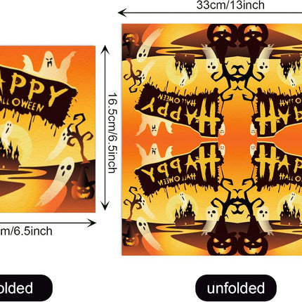 Halloween Ghost Paper Napkins, Spooky Party Table Decorations & Supplies