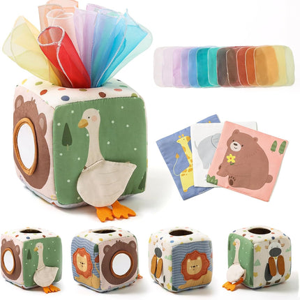 Baby Tissue Box Toy 6-18 Months Montessori Sensory Toy Crinkle Tissues Fine Motor