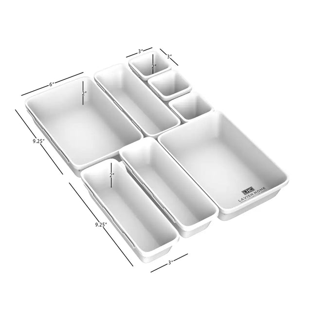 8 Piece Hartmann Drawer Organizer Set Adjustable Storage Compartments