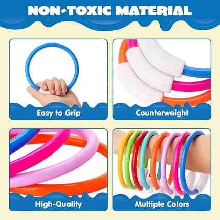8 Pcs Dive Rings Pool Toys Colorful Underwater Training Rings for Kids