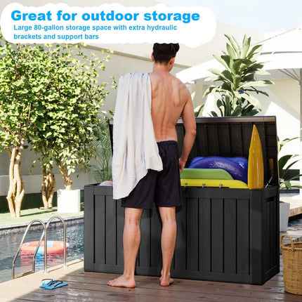 Outdoor Patio Storage Deck Box – Resin Lockable Garden Storage