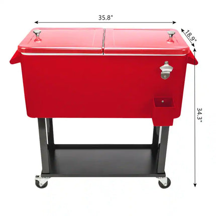 80Qt Red Box Square Foot Tube Freezer Incubator with Drain Pipe Outdoor Red