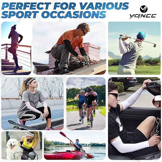 4 Pairs Cooling UV Sun Protection Arm Sleeves Sports Compression Golf Basketball