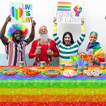 169pcs Rainbow Party Set – Plates, Cups, Napkins & Tableware for 24 Guests