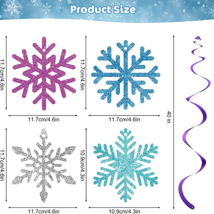 20 Pack Frozen Snowflake Hanging Decorations – Winter Swirl Ceiling Streamers