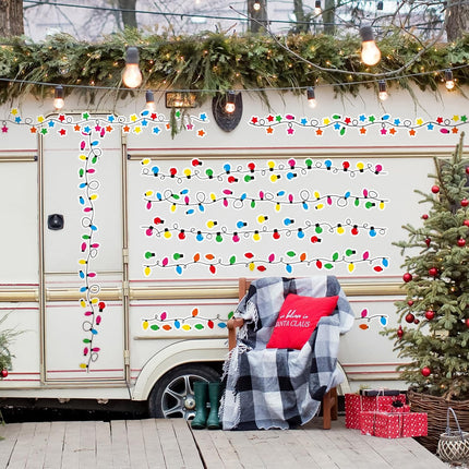 8PCS Christmas Light Wall Stickers – Merry Christmas Window Clings, 2 Sheets