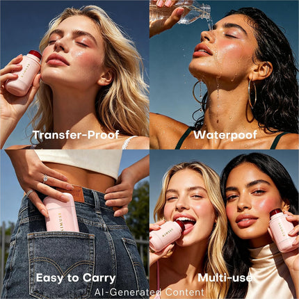 Jelly Cheek & Lip Tint, Multi-Use Blush for Lips Eyes & Cheeks, Vegan, Buildable