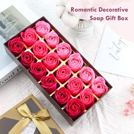 Floral Scented Rose Bath Soap Set: 18 PCS Pink Petals with Essential Oils for Her
