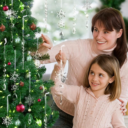 18PCS Acrylic Crystal Christmas Ornaments – Snowflakes & Icicles for Tree