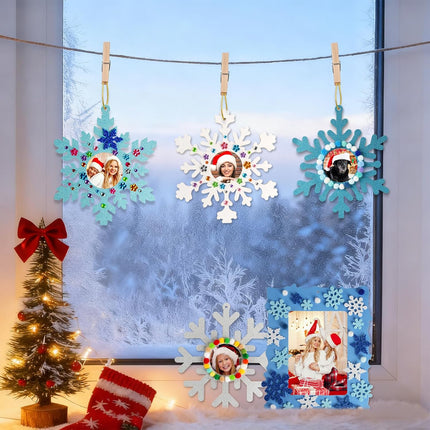 28 PCS DIY Snowflake Picture Frame Kit – Xmas Tree & Holiday Crafts for Kids