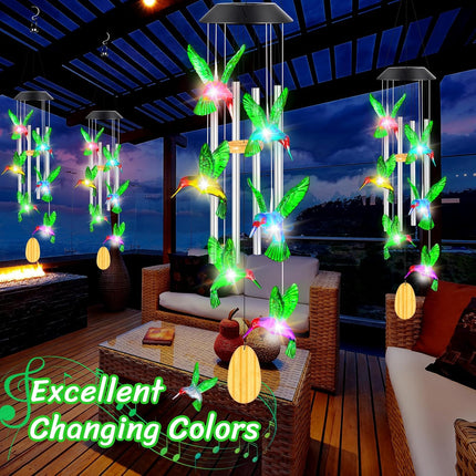 Christmas Gift Idea – Hummingbird Wind Chimes with Solar Lights for Women & Moms
