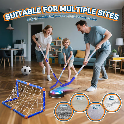 3-in-1 Hover Soccer Ball Set with LED Lights, Kids Indoor Outdoor Hockey Toy