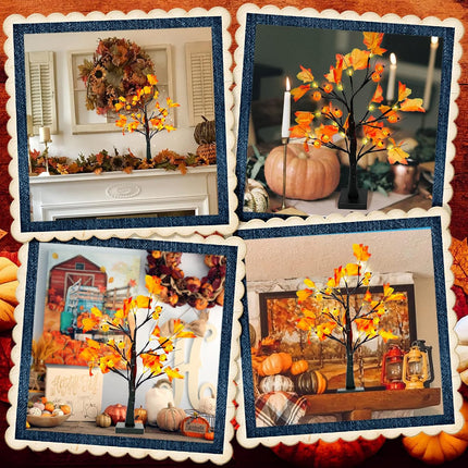 LED Pumpkin Maple Tree 22" Lighted Fall Thanksgiving Halloween Indoor Decoration