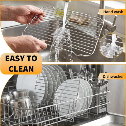 9x13" Stainless Steel Roasting Pan Rack, Raised Feet Cooling Rack for Baking