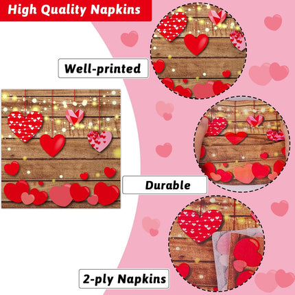 96 PCS Valentine’s Day Party Set: Heart Plates & Napkins for 24 Guests