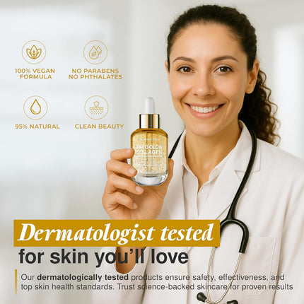 Anti-Aging Collagen Serum for Face – 24K Gold, Hydrating, Korean Skincare