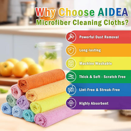 10PCS Microfiber Towels Colorful Cleaning Rags for Car Home Kitchen Dust