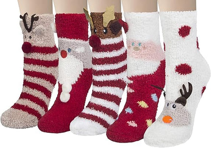 5 Pairs Cozy Women's Fuzzy Socks – Warm, Super Soft, Fluffy Winter Slipper Socks