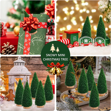 12PCS 4 Inch Mini Christmas Trees Artificial Tabletop Bottle Brush Decor