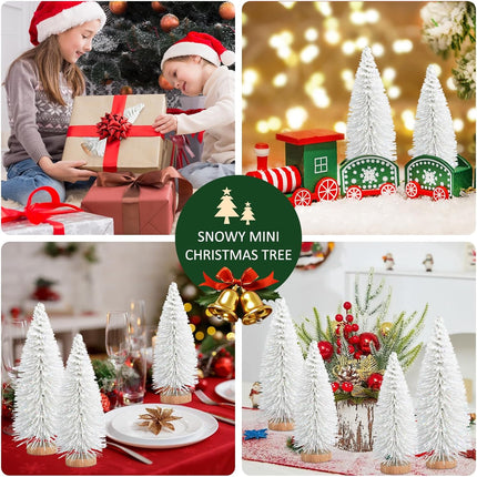 9PCS Mini Christmas Trees – Glitter Bottle Brush Tabletop Holiday Decor