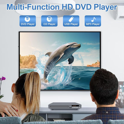 Region-Free DVD Player DVD-198 with HDMI, USB & 1080P Upscaling, Grey