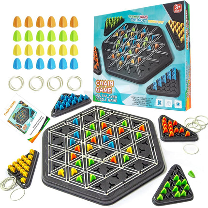 Chain Triangle Chess Game – Rubber Band Geoboard, Strategy Board Game