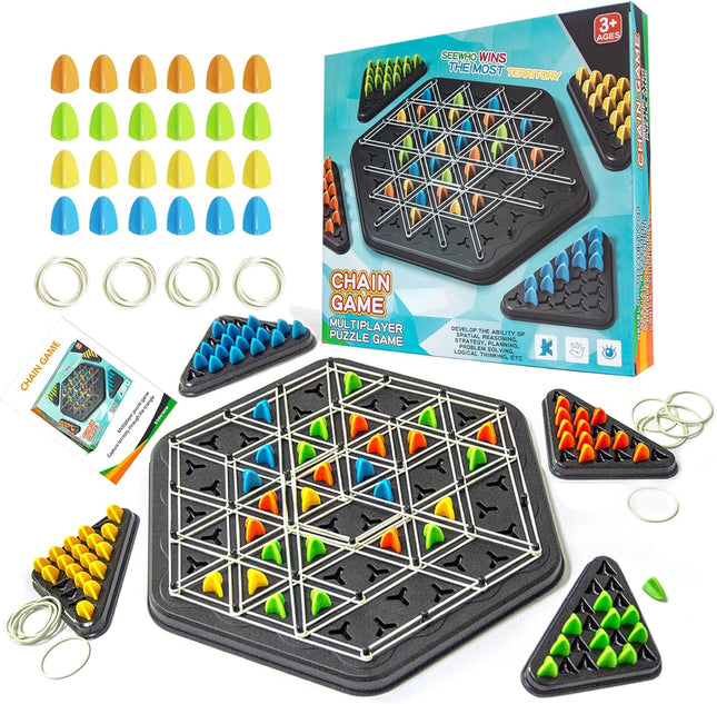 Chain Triangle Chess Game – Rubber Band Geoboard, Strategy Board Game