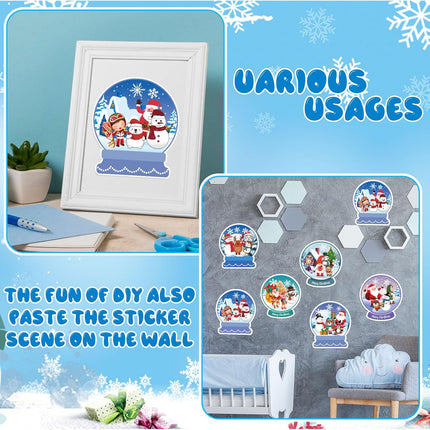 24 PCS Winter Christmas Craft Kits Snowman Stickers DIY Xmas Ornaments