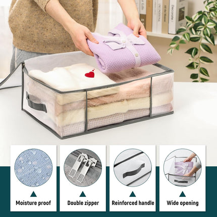 3 Pack 35L Clothes Storage Bags Foldable Blanket Organizer with Handles