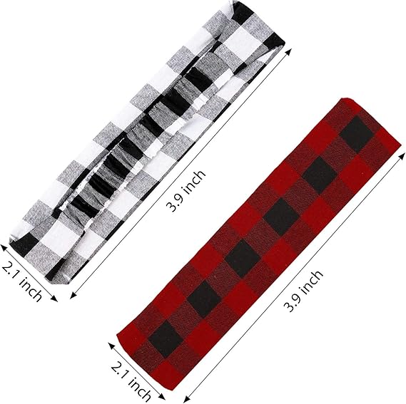 2PCS Christmas Plaid Headbands – Knotted Vintage Holiday Hair Accessories