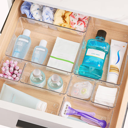 25-Piece Clear Drawer Organizer Set – 4 Sizes for Bathroom, Kitchen & Office