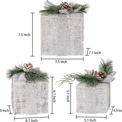 3PCS Lighted Xmas Gift Boxes – 60 LED Tinsel Decorations for Home & Yard