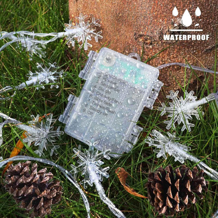 40 LED Multicolor Snowflake Christmas Lights, 20FT String with 8 Modes, Battery Powered