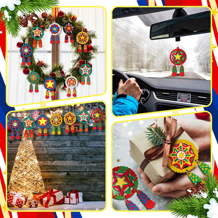 24PCS Mini Parol Ornaments Wooden Philippine Christmas Tree Hanging Decorations