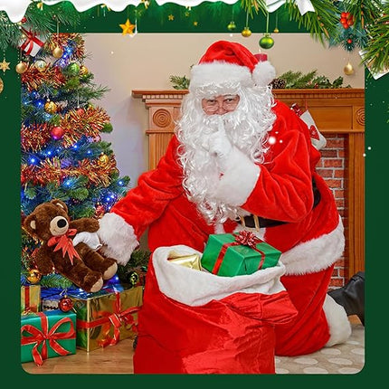 Santa Hat & Beard Set for Adults – Christmas Costume Face Cover Accessory